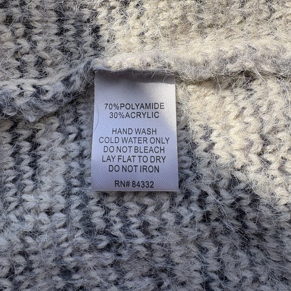 Rebecca Elliot Womens Hooded Open Cardigan Sweater Small Geometric Fuzzy Stretch - Picture 8 of 9